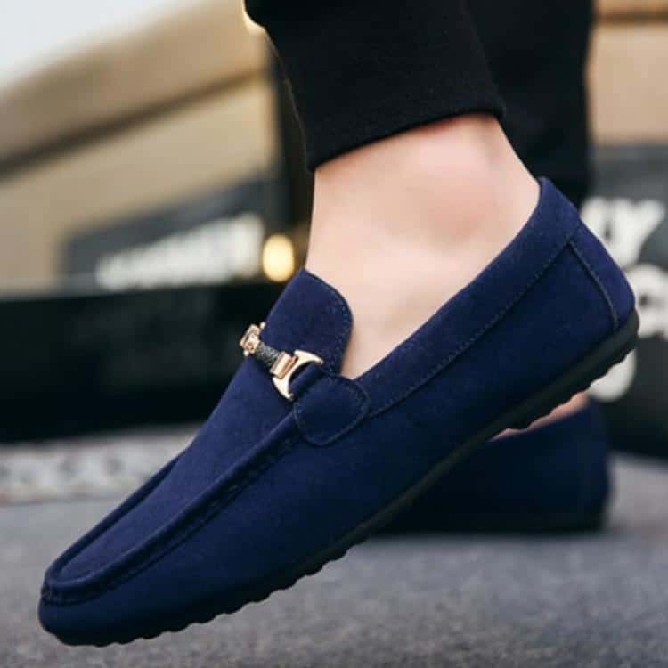 Mockasinloafers med spänne i mocka för herrar, bild 3 av 4