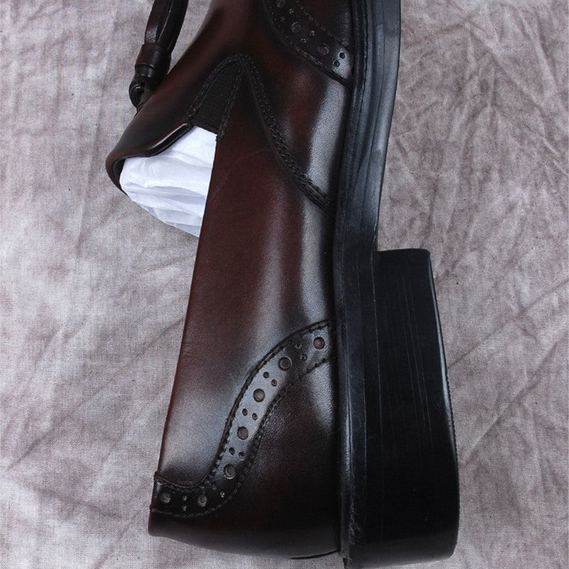 Bruna loafers i äkta läder med tofsar för herrar, bild 5 av 6