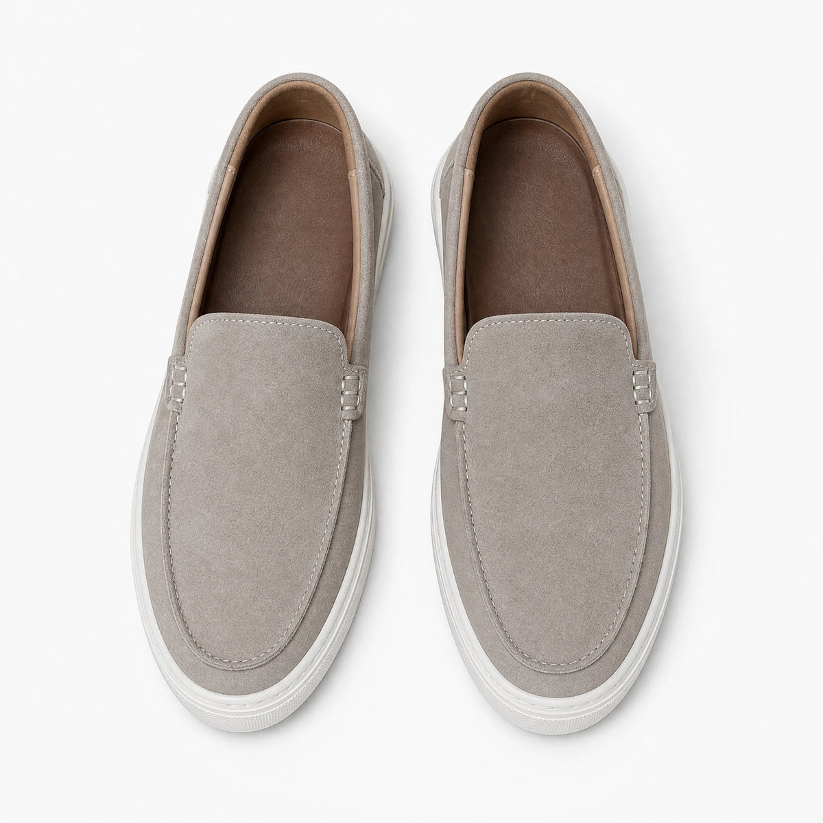 Loafers med tjock sula för herr i mocka, taupe