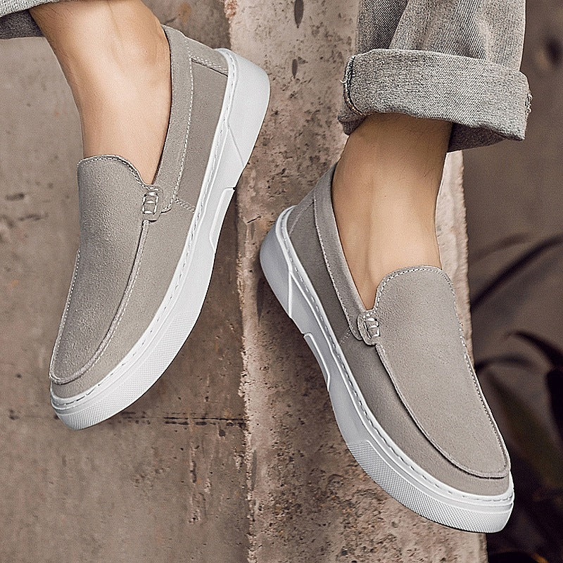 Loafers med tjock sula för herr i mocka, taupe