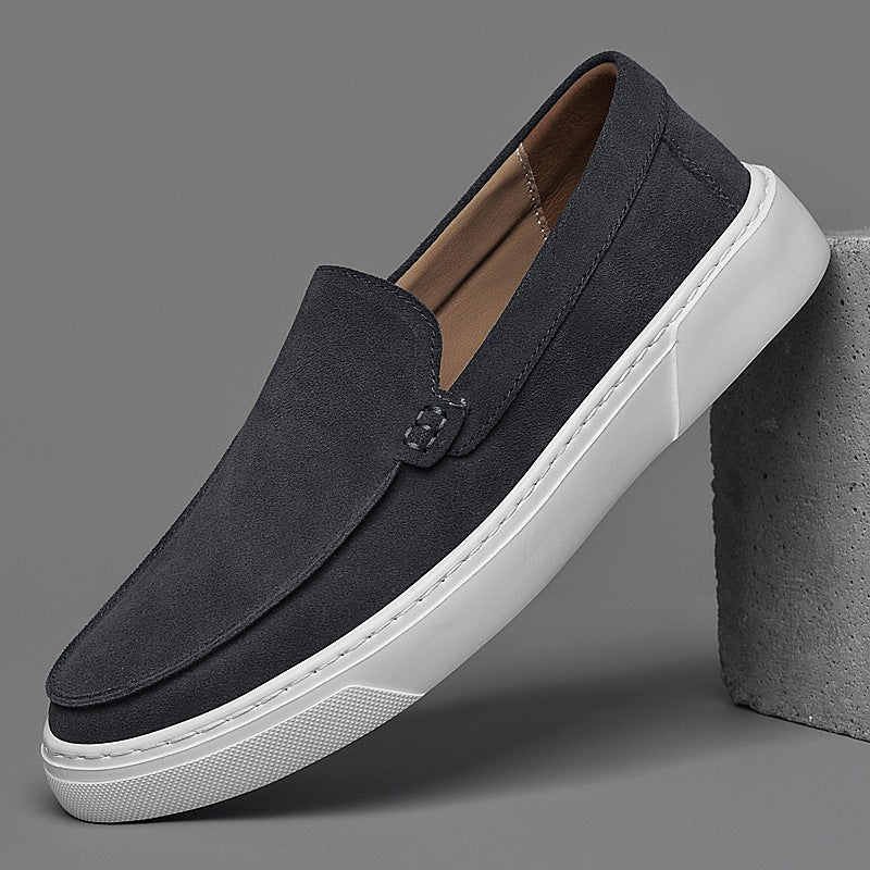 Loafers med tjock sula för herr i mocka, mörkgrå