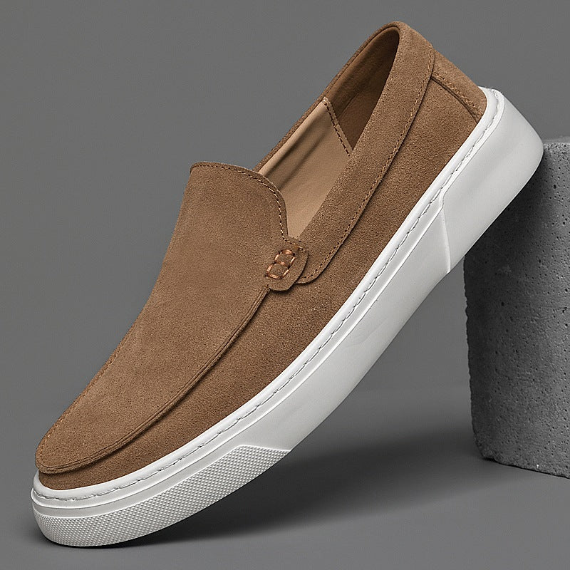 Loafers med tjock sula för herr i mocka, kamel
