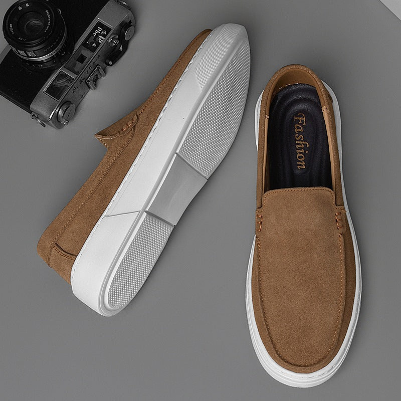 Loafers med tjock sula för herr i mocka, taupe