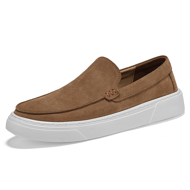Loafers med tjock sula för herr i mocka, taupe