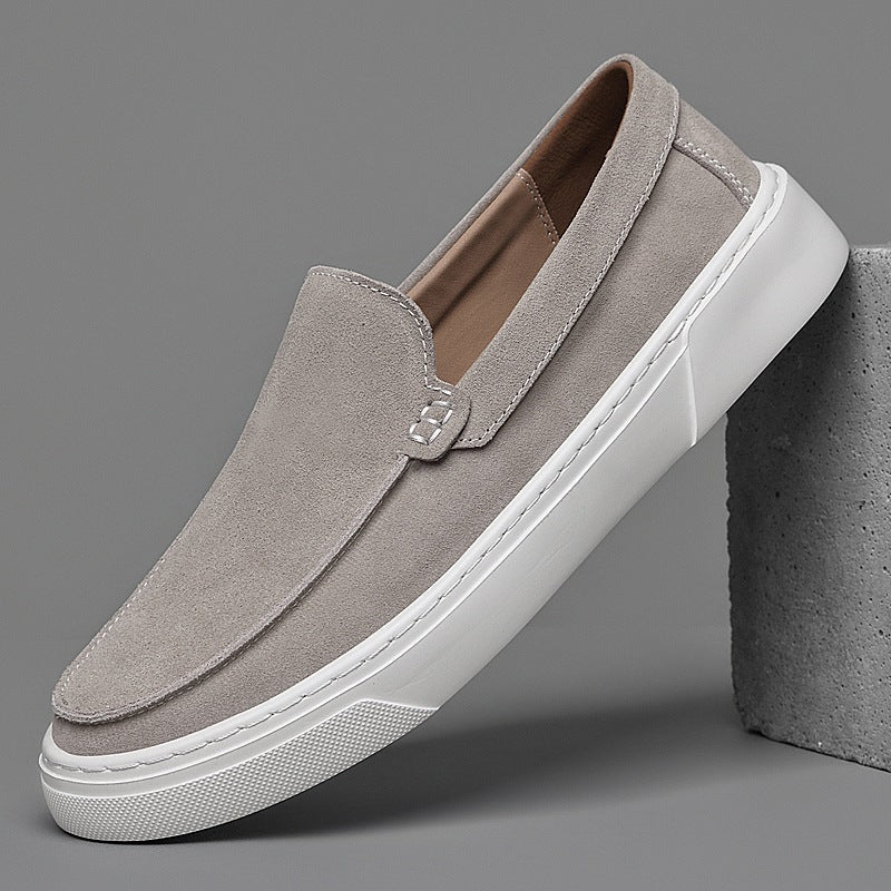 Loafers med tjock sula för herr i mocka, mörkgrå
