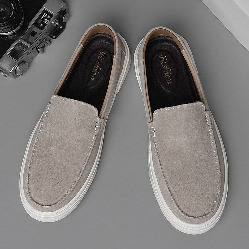 Loafers med tjock sula för herr i mocka, kamel