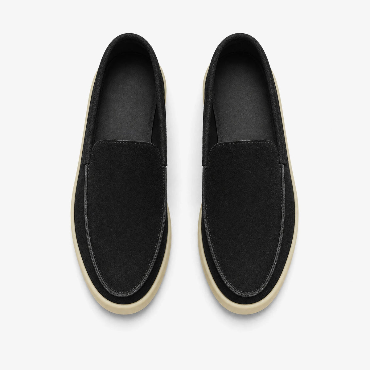 Loafers med tjock sula i mocka, svart