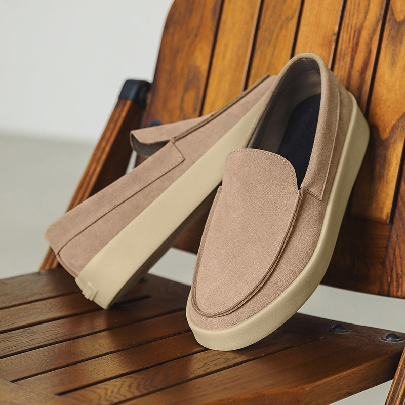 Loafers med tjock sula i mocka, svart, bild 11