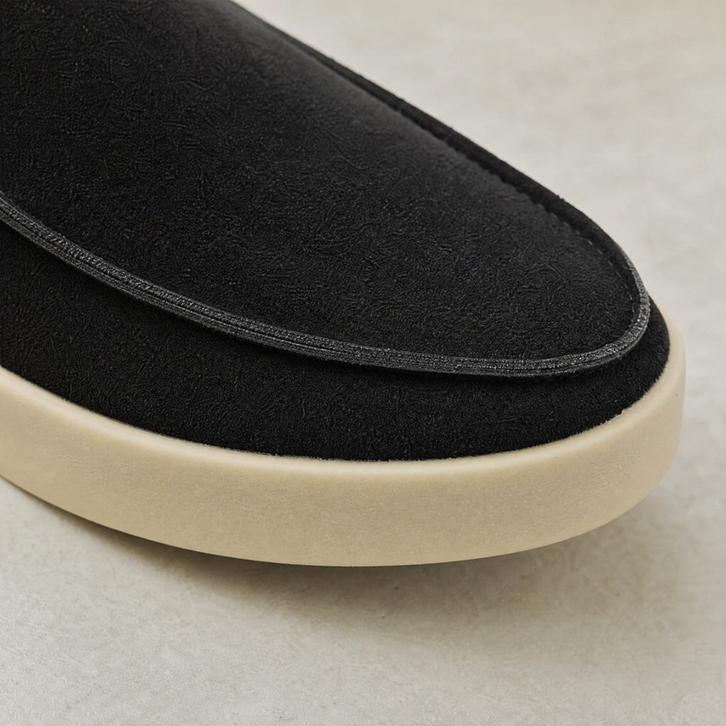 Loafers med tjock sula i mocka, taupe