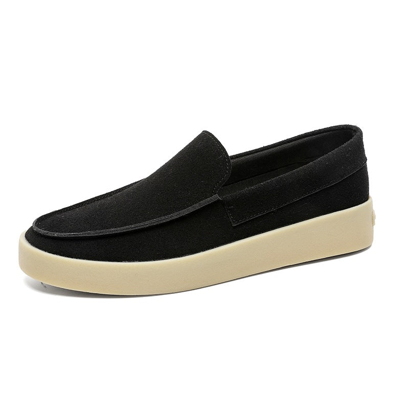 Loafers med tjock sula i mocka, svart, bild 5