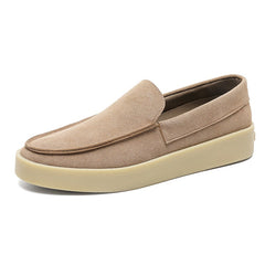 Loafers med tjock sula i svart mocka, slip-on, Taupe