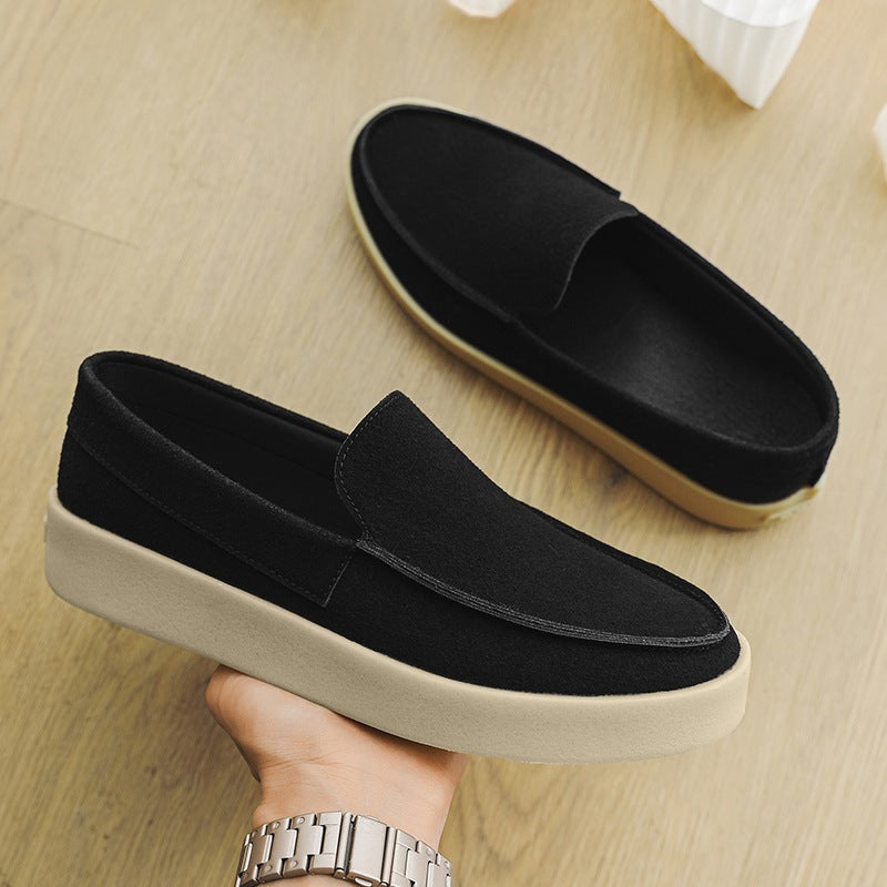 Loafers med tjock sula i mocka, svart, bild 7