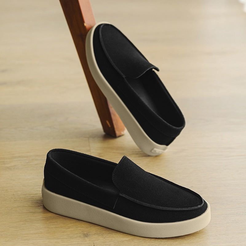 Loafers med tjock sula i mocka, taupe, bild 8