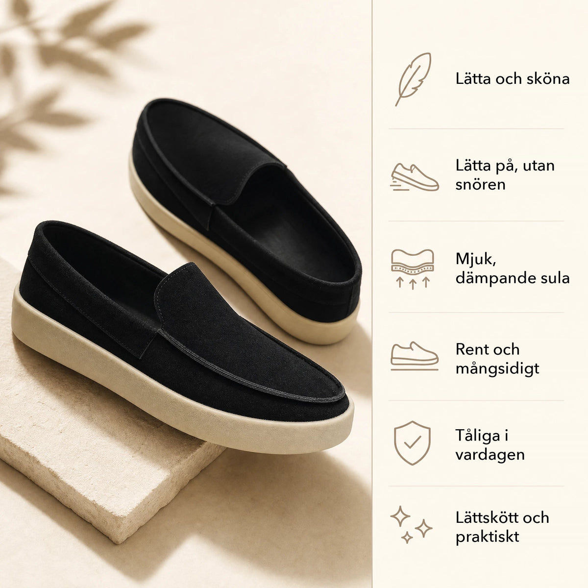 Loafers med tjock sula i mocka, taupe, bild 4 Bild