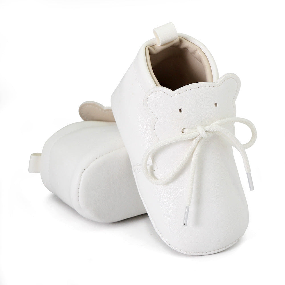 Mjuka loafers med snörning och björntungsdetalj för baby, bild 5 av 9