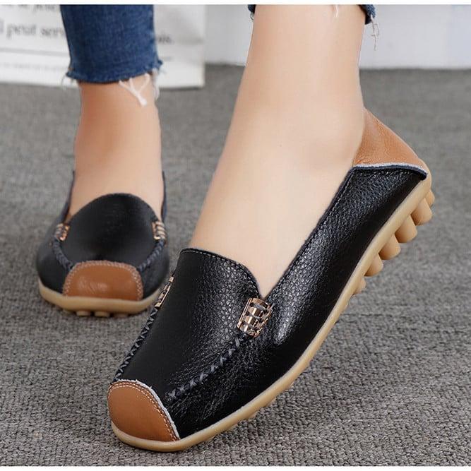 Tvåfärgade mjuka loafers i läderimitation, bild 11 av 21