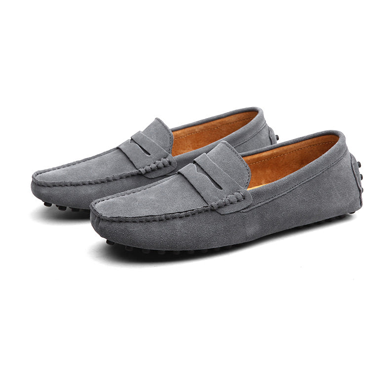 Mjuka grå loafers i mocka för herrar