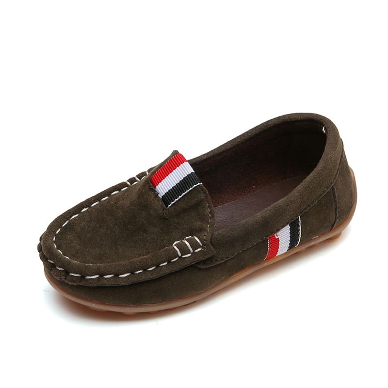 Mjuka slip-on-mockasiner i grönt för pojkar.