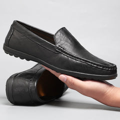 Andningsbara loafers i syntetläder för herrar, Svart