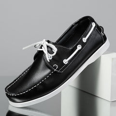 Formella loafers i båtmodell med snörning för herrar, Svart