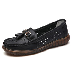 Loafers med tofsar att dra på för dam, Svart