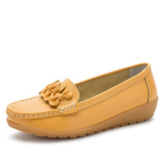 Loafers med tjock sula i syntetläder för dam, Gul