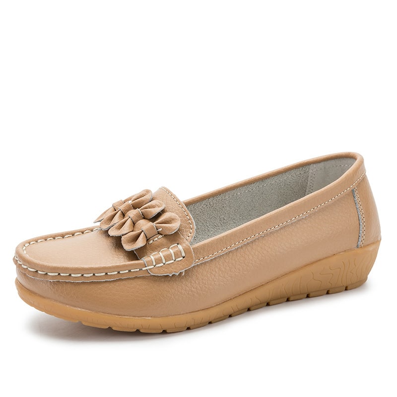 Gröna loafers med tjock sula i läder för dam