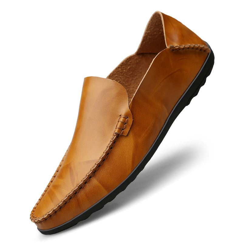 Gula loafers i syntetiskt läder för herr