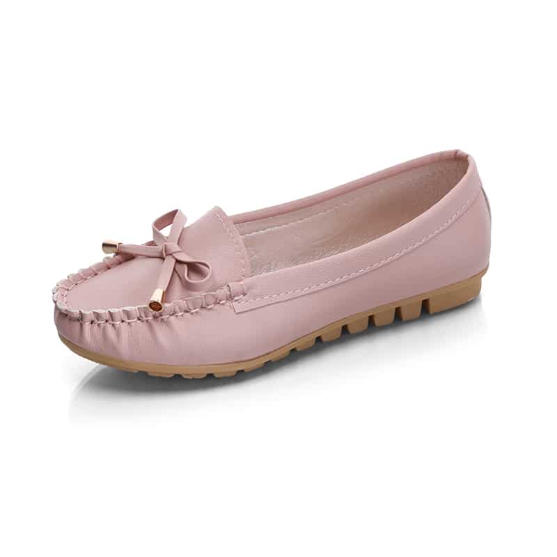 Rosa loafers i läder med tjock sula för kvinnor
