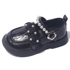 Loafers i syntetläder och pärlor för flickor, Svart