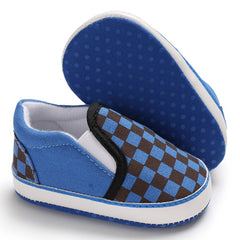 Rutiga canvas-loafers för babykillar, Blå