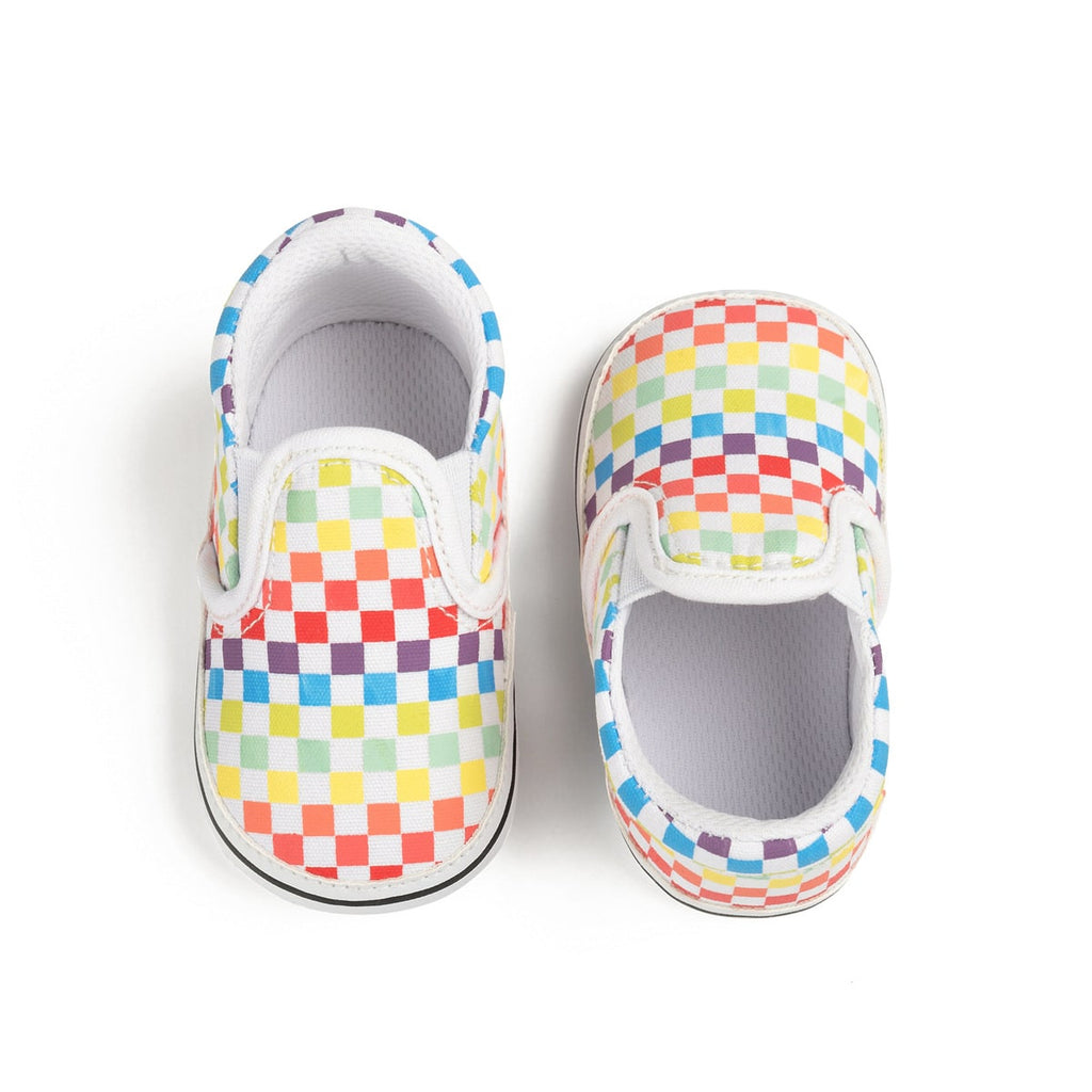 Rutiga flerfärgade canvas-loafers för babykillar