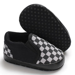 Rutiga canvas-loafers för babykillar, Svart