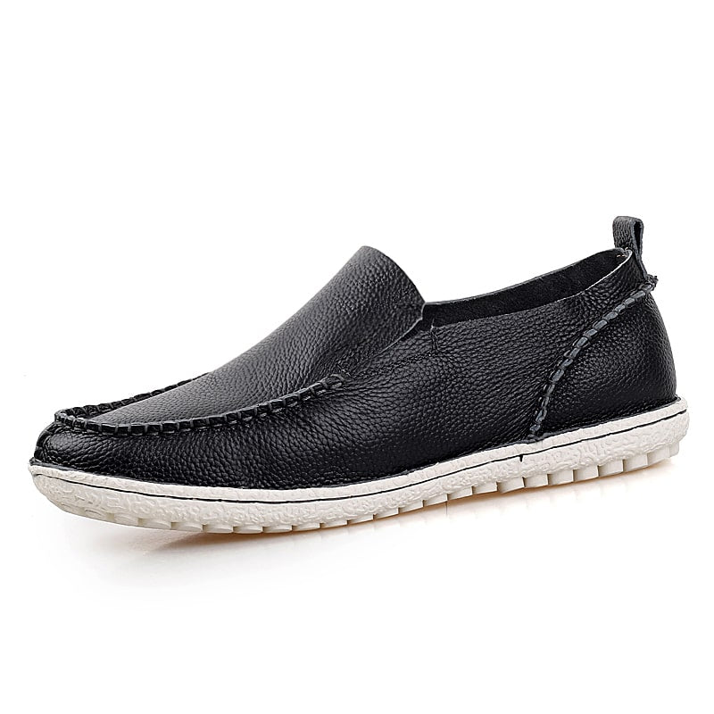 Moderna svarta loafers i äkta läder för herrar