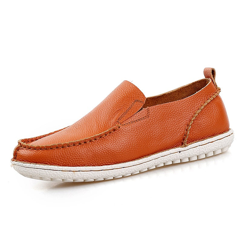 Moderna orange loafers i äkta läder för herrar