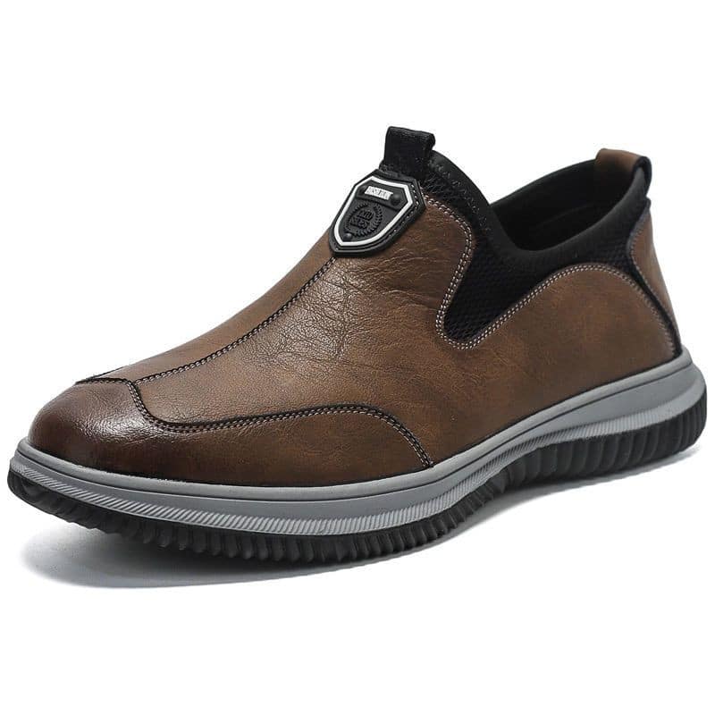 Ortopediska bruna loafers med platåsula för herrar