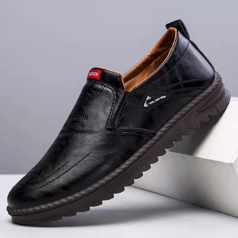 Ortopediska svarta loafers med tjock sula för herr