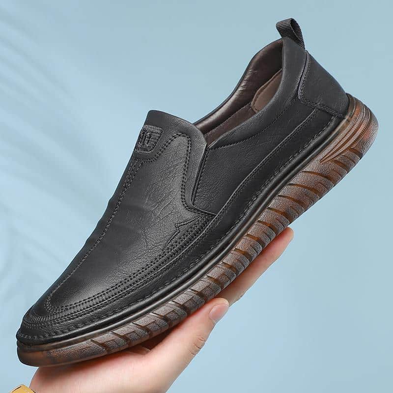 Ortopediska svarta loafers med mjuk sula för män