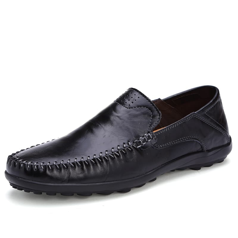 Svarta loafers i syntetläder för herrar