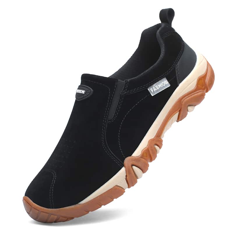 Andningsbara ortopediska svarta loafers för herrar