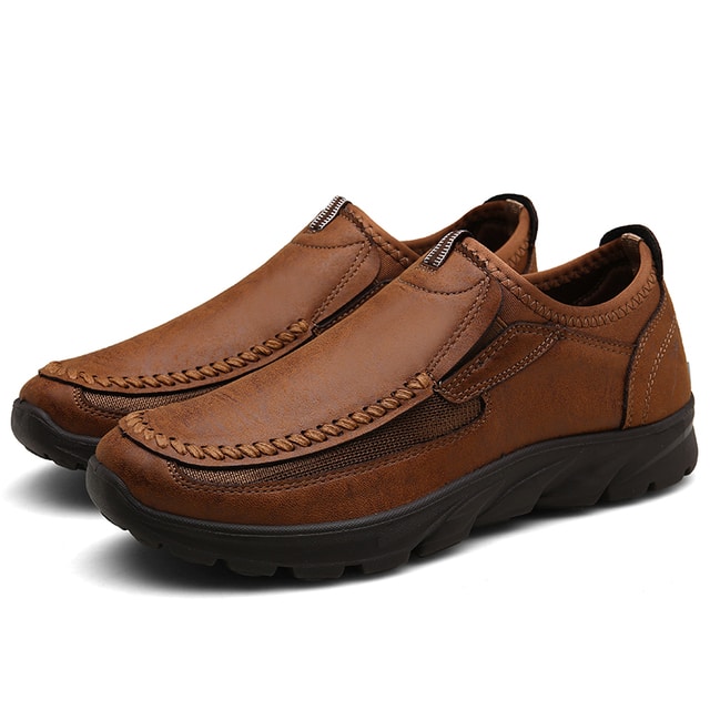 Ortopediska och avslappnade bronsfärgade loafers för herrar