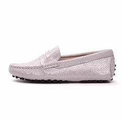 Glittrande loafers för dam – vår/sommar, Vit