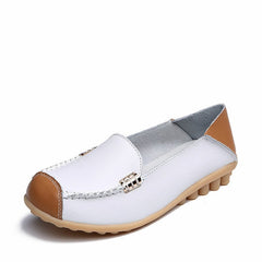 Tvåfärgade mjuka loafers i läderimitation, Vit