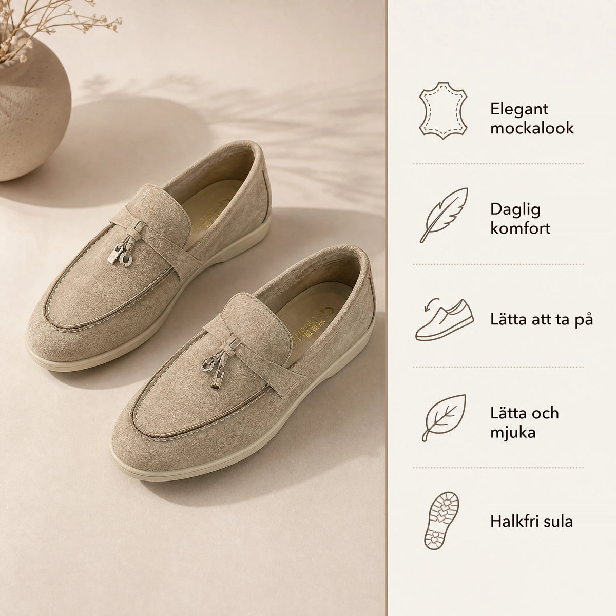 Loafers i chokladbrunt med metalldetalj Bild