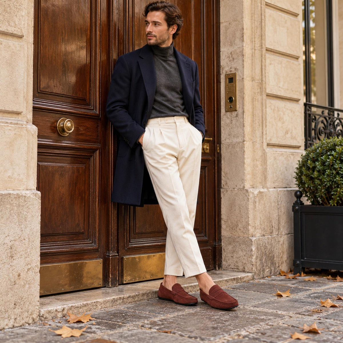 Mockaloafers herr slip-on med pennydetalj, vit Bild