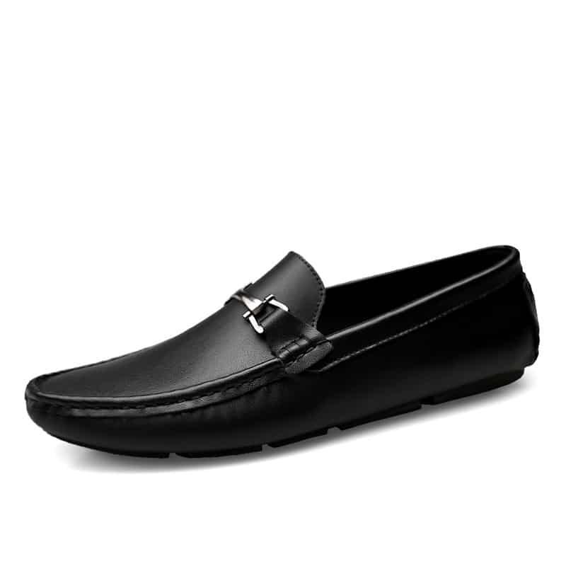 Italienska svarta loafers i äkta läder för herr