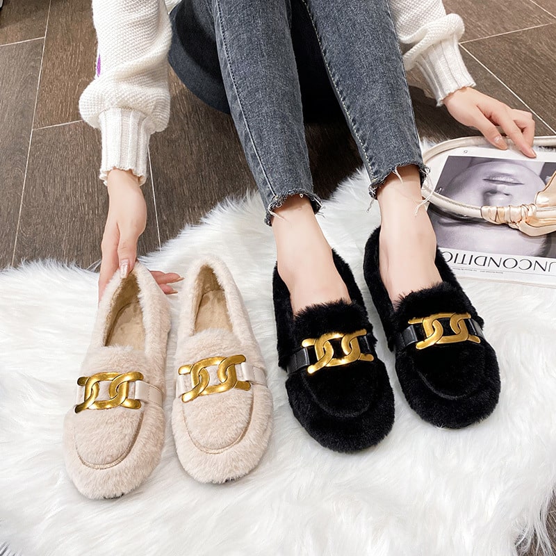 Loafers i konstull med kedja för kvinnor, bild 5 av 6