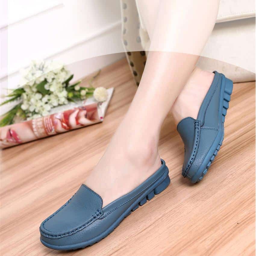 Mjuka loafer-mules i syntetiskt läder, bild 3 av 14