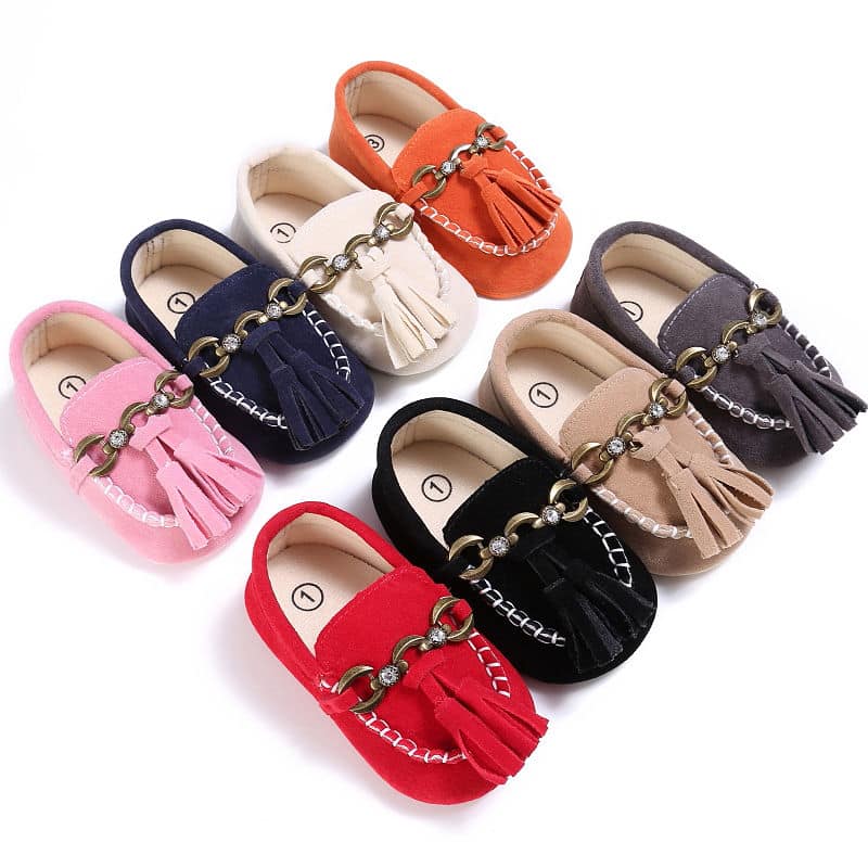 Mockasinloafers i mocka för babyflickor, bild 3 av 11