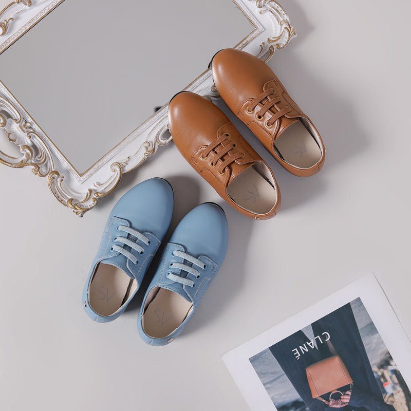 Eleganta bruna loafers med elastiska snörband för pojkar